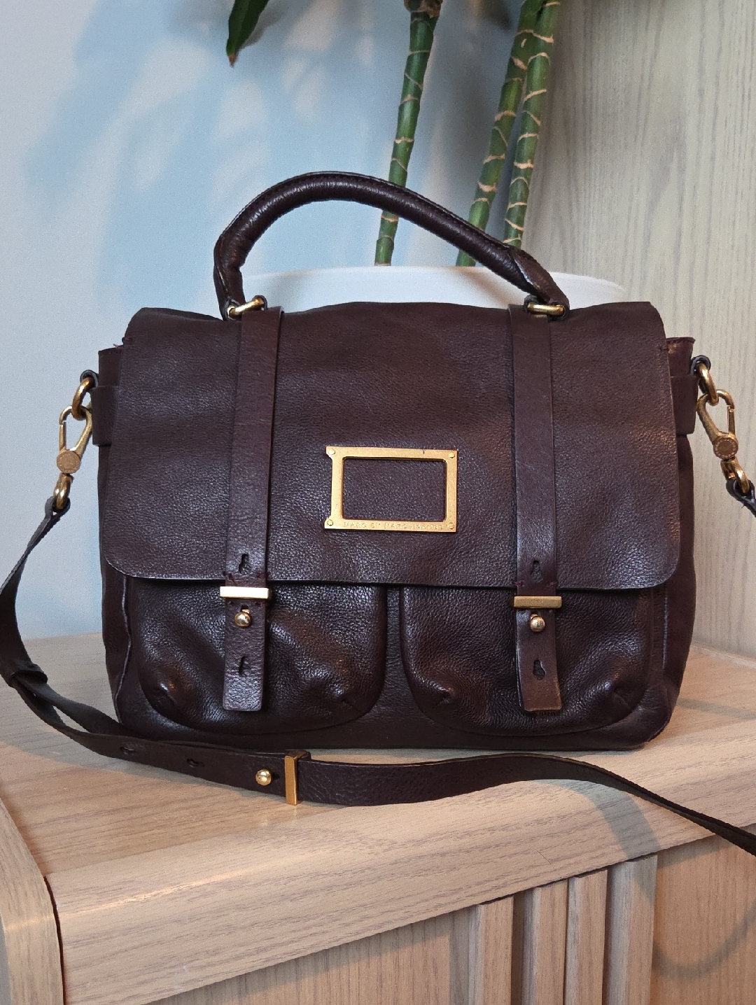 Marc By Marc Jacobs Dark Brown/Ox Blood Leather Werdie Messenger Satchel